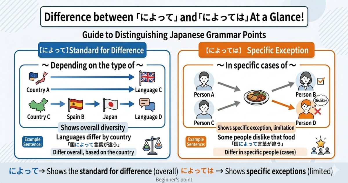 What Is the Difference Between 「によって」 and 「によっては」? Understanding Broad Conditions and Exceptional Cases