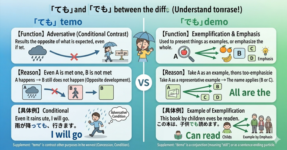 ても(Temo) vs. でも(Demo): What’s the Difference? Japanese Usage Explained ...