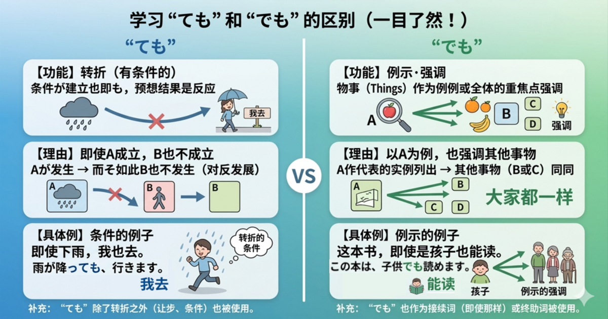 「ても」和「でも」有什么区别？用例句看懂看似相近的日语表达差别