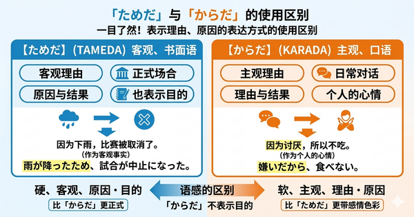「ためだ」和「からだ」有什么区别？把日语中“理由表达”的语气差别讲清楚
