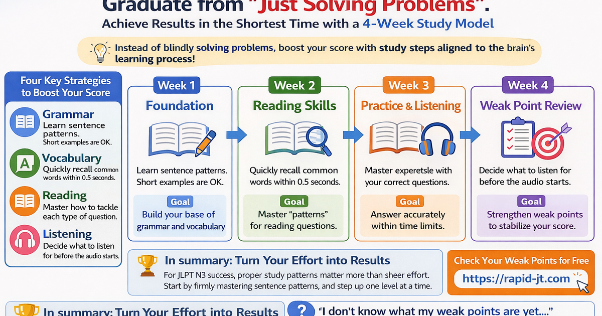 Mastering JLPT N3: Why Just Solving Problems Isn't Enough A 4-Week Model for Efficient Learning