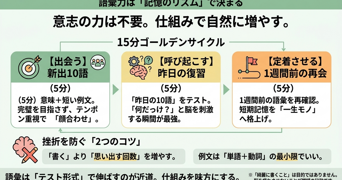 Vocabulary Growth Is Not About “Good Memory”: A 15-Minute Daily Rhythm That Helps Your Brain Learn