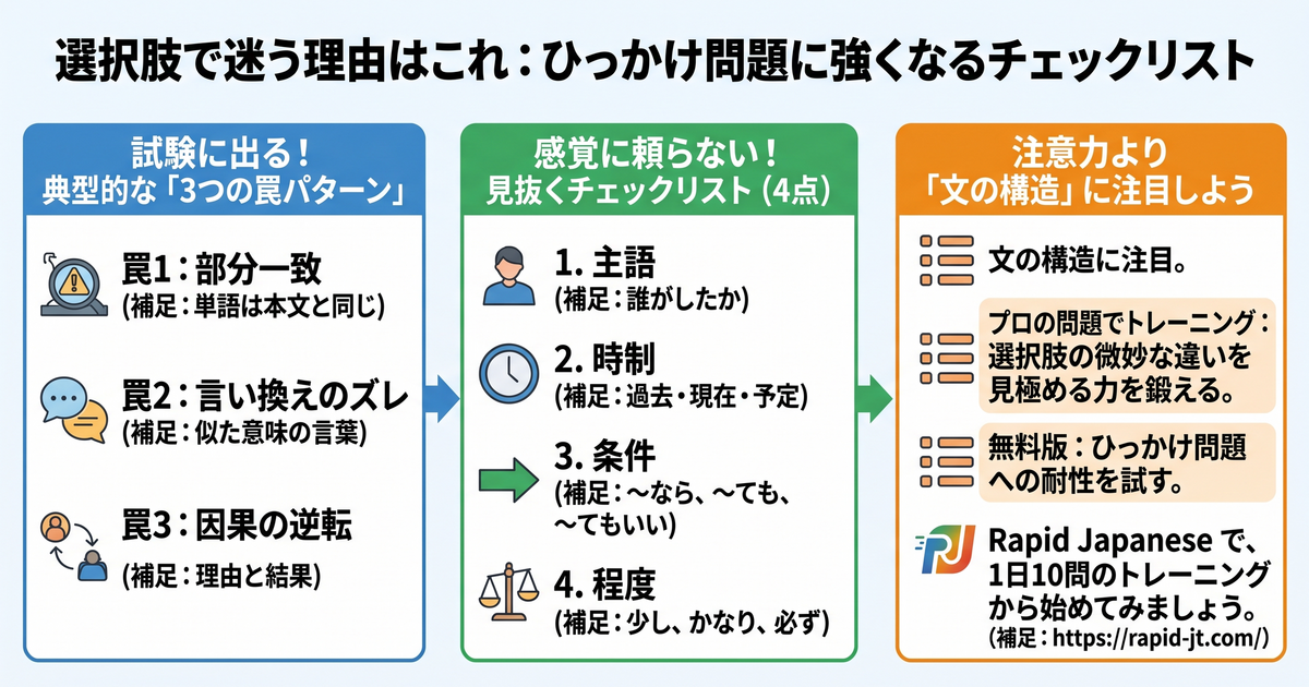 選択肢で迷う理由はこれ：ひっかけ問題に強くなるチェックリスト
