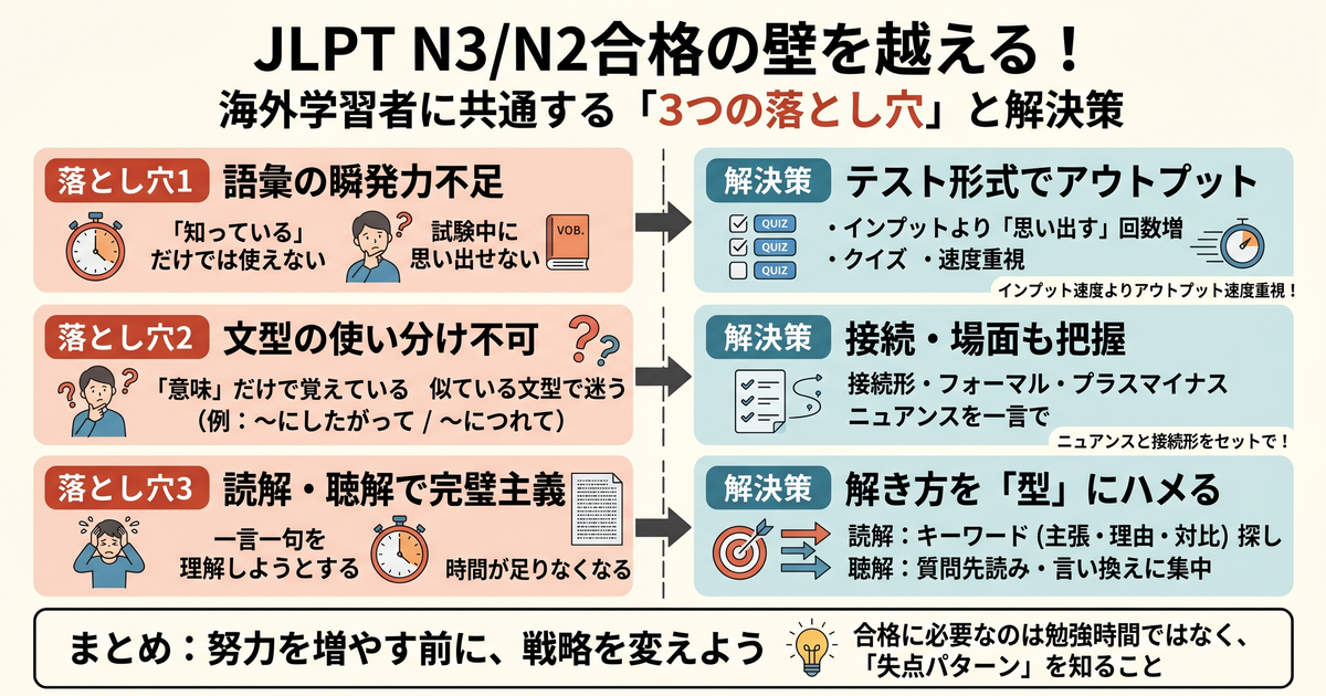 Why Smart Learners Fail JLPT N3/N2: 3 Common Mistakes and How to Fix Them Fast