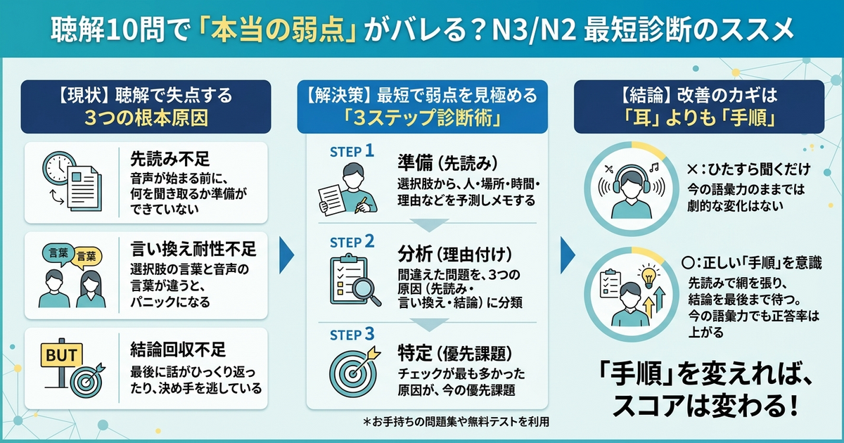 Reveal Your True Weakness in 10 Questions: The N3/N2 Short-Cut Diagnosis