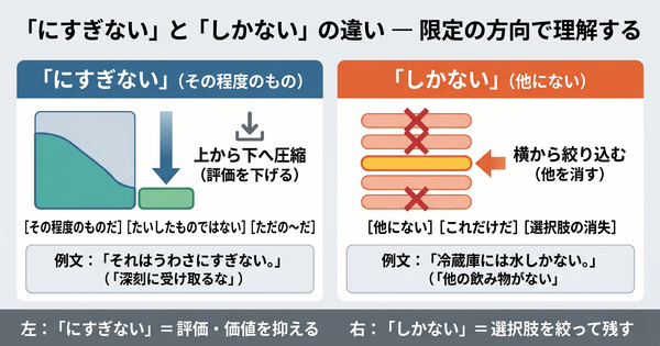 「にすぎない」と「しかない」の違いは？限定の方向がどう違う？