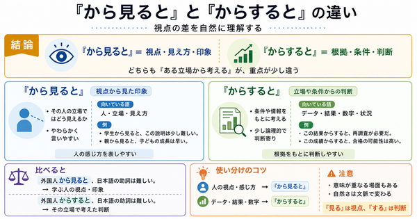 What is the difference between 「から見ると」 and 「からすると」? Understanding the viewpoint naturally