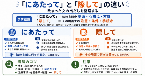「にあたって」和「際して」有什么区别？整理正式文章开头中的细微差别