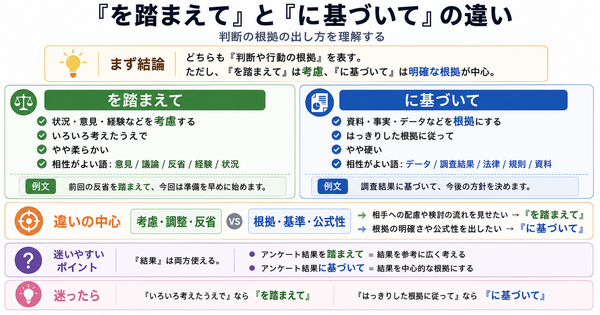 「を踏まえて」和「に基づいて」有什么区别？理解日语中“判断依据”的表达方式