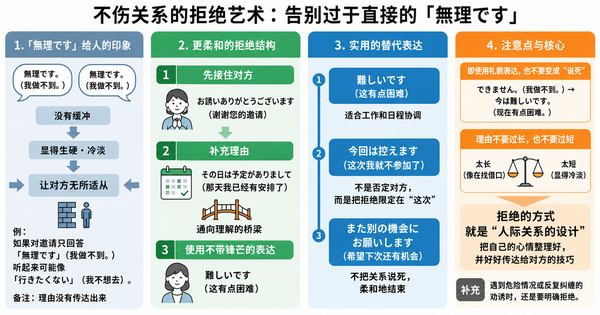 不让人讨厌的拒绝技巧：告别太直接的「無理です」
