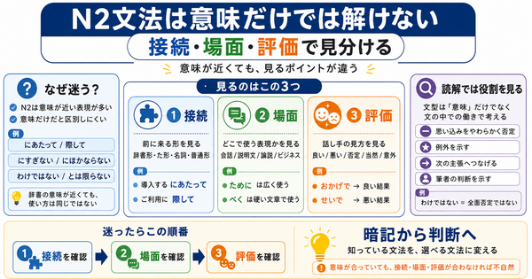 N2文法は意味だけでは解けない。接続・場面・評価で見分ける方法