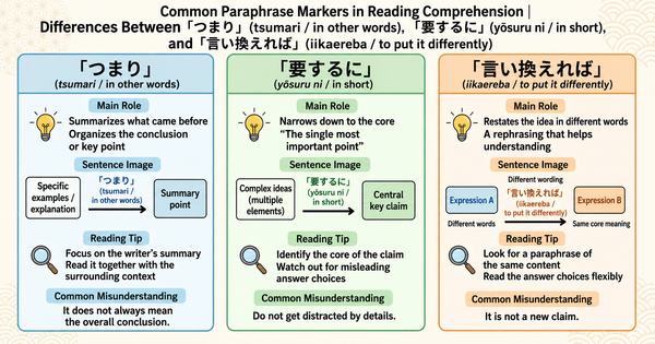 Common Paraphrasing Expressions in JLPT Reading: How Should You Understand "つまり", "要するに", and "言い換えれば"?