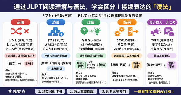 JLPT中容易忽视的连接表达是什么？ 告别只靠“但是”“然后”感觉来阅读