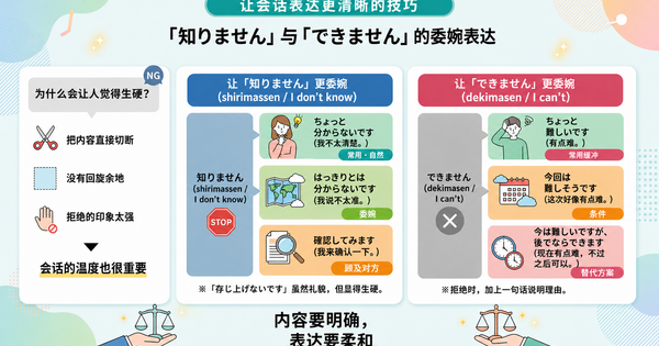 什么表达在会话里容易显得生硬？ 把“知りません（我不知道）”“できません（我不能）”说得更柔和的方法