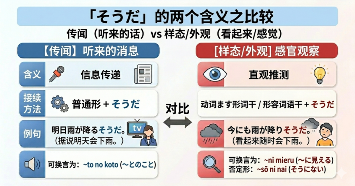 3分钟理清两类「そうだ」的区别：通过接续区分N3/N2合格秘诀