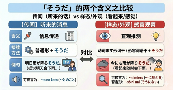 3分钟理清两类「そうだ」的区别：通过接续区分N3/N2合格秘诀