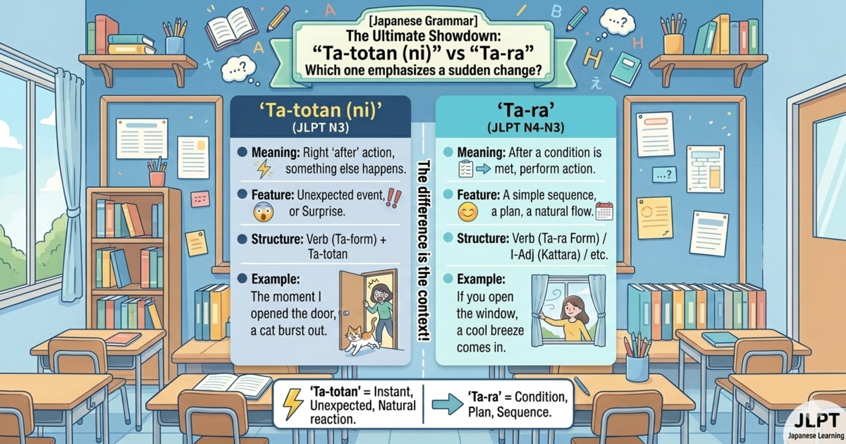 【JLPT N3】「〜たとたんに」: Catch the Instant Change! Meaning, Usage, and the Difference from 「〜たら」