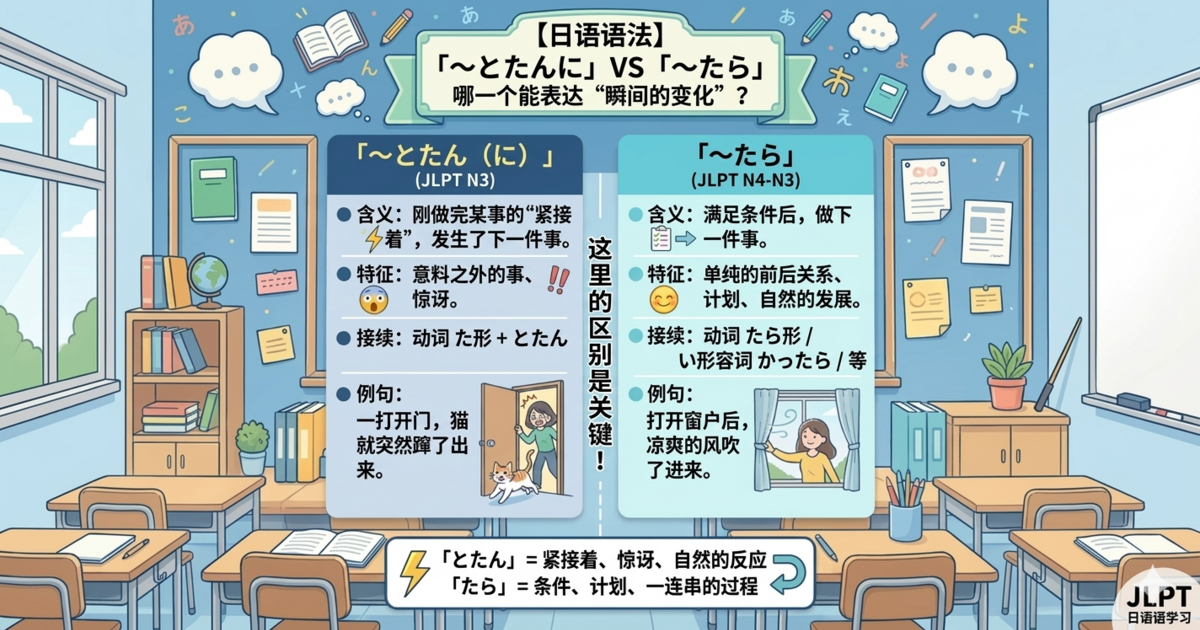 「〜たとたんに」：捕捉瞬间变化！意思・用法・与「〜たら」的区别