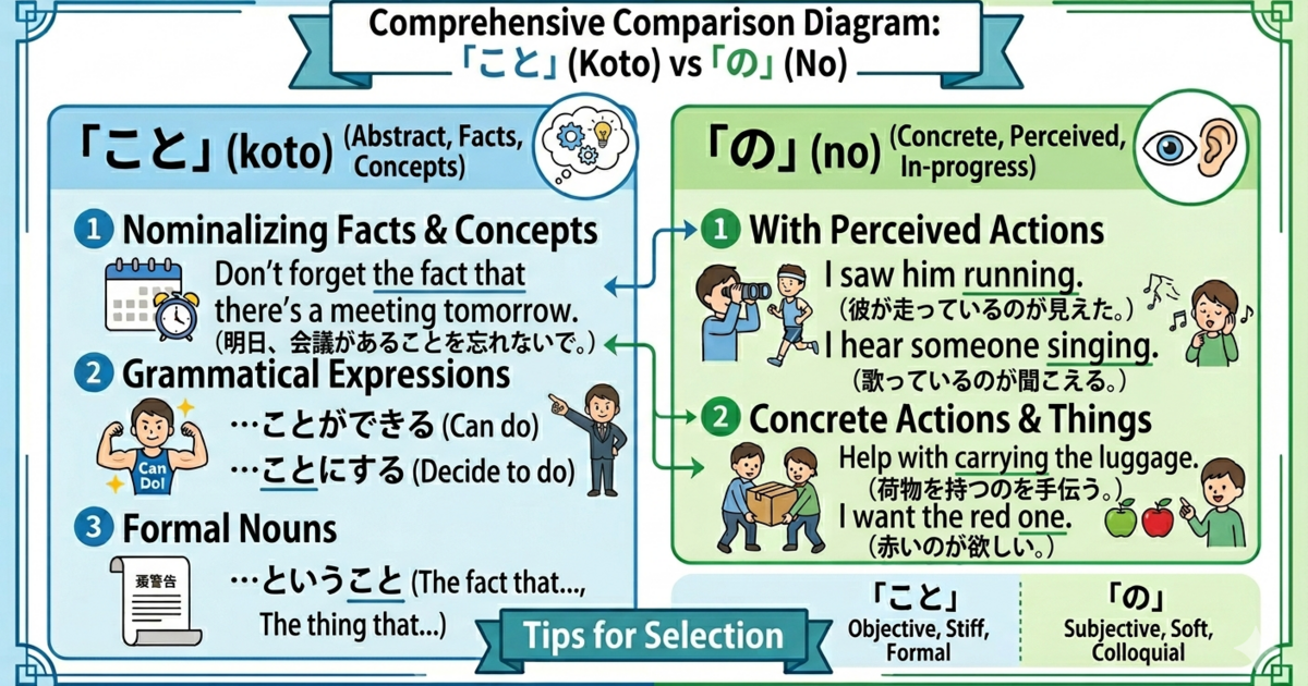 What Is the Difference Between 「こと」 and 「の」?