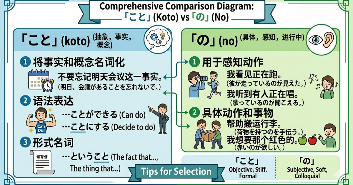 「こと」和「の」有什么区别？