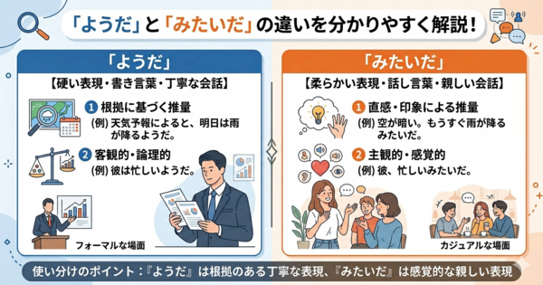 「ようだ」と「みたいだ」の違い