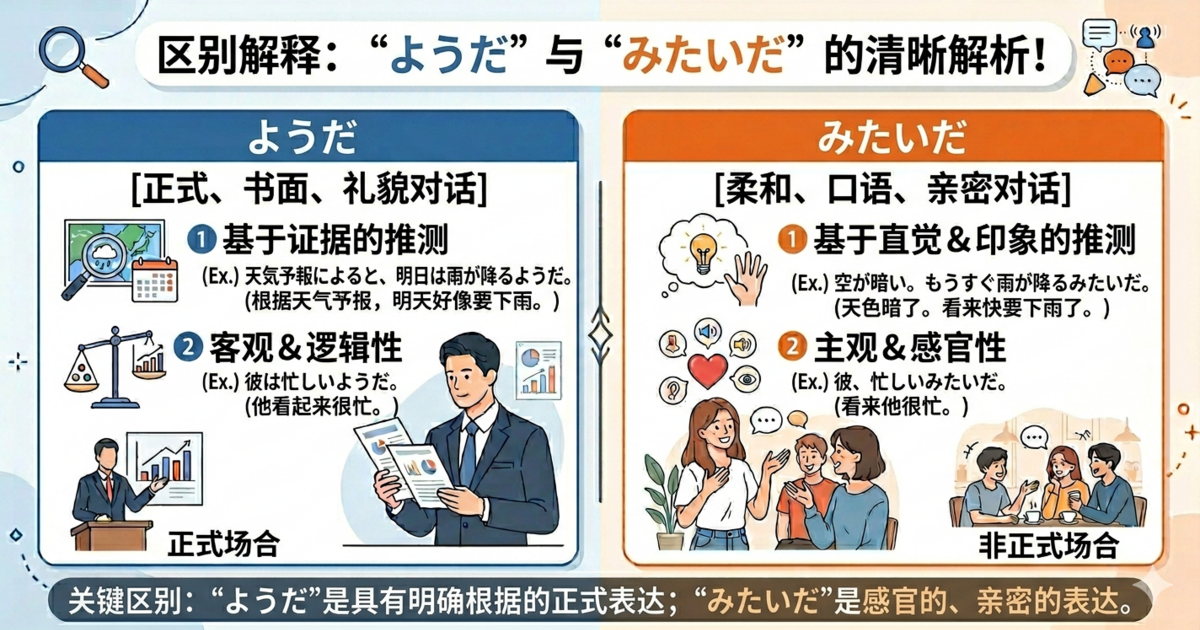 「ようだ」和「みたいだ」的区别