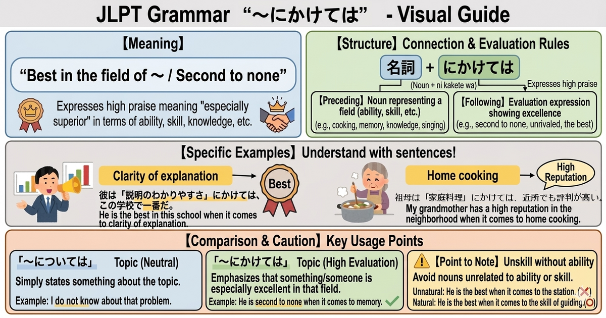 What Does 「〜にかけては」 Mean? JLPT Grammar, Usage, and Example Sentences