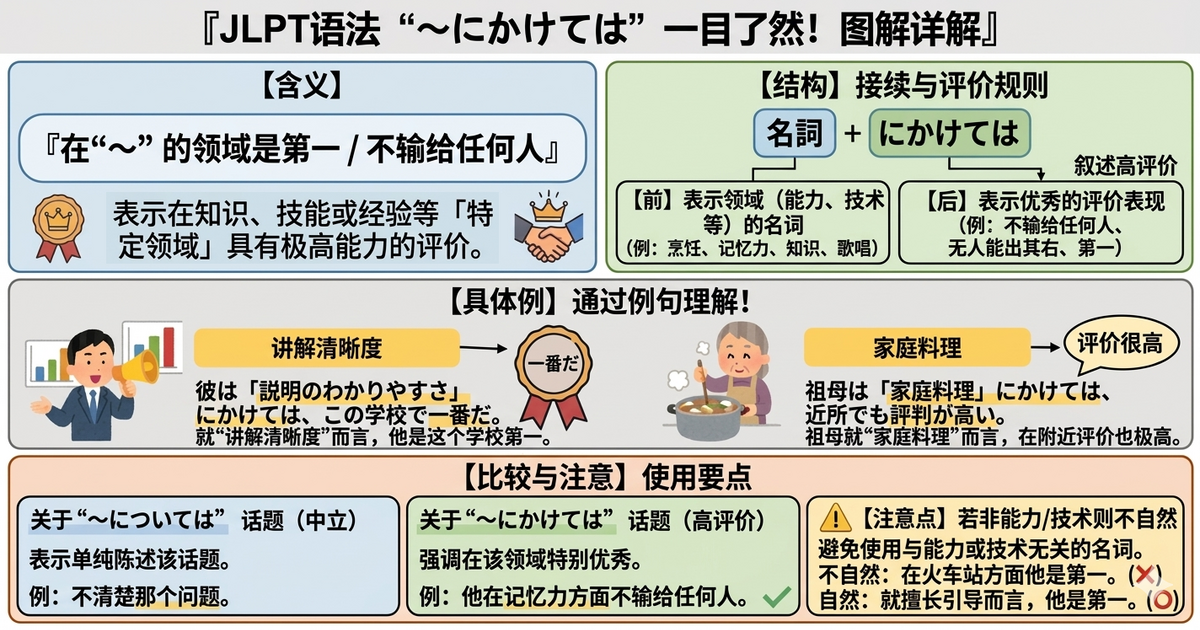 JLPT语法「〜にかけては」是什么意思？用法和例句一看就懂