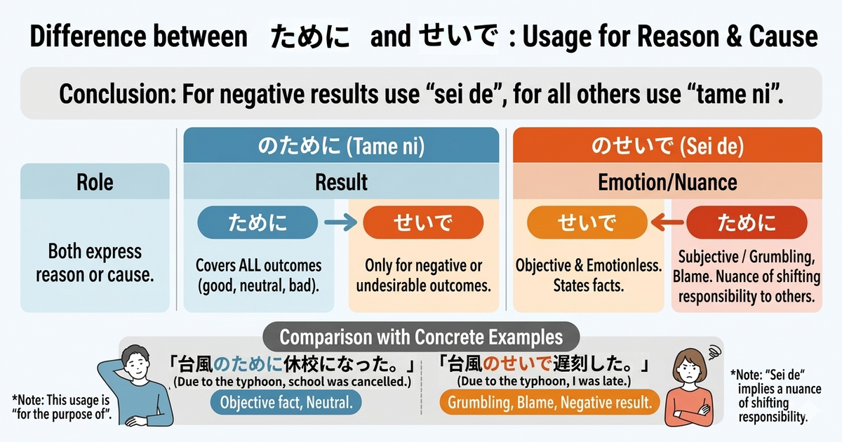 What is the difference between 「ために」 and 「せいで」?