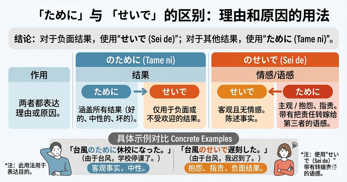「ために」和「せいで」有什么区别？