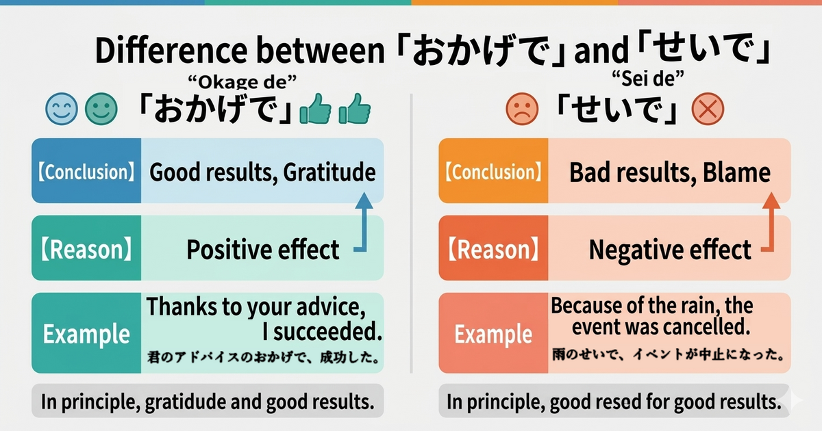 おかげで vs せいで: Key Differences