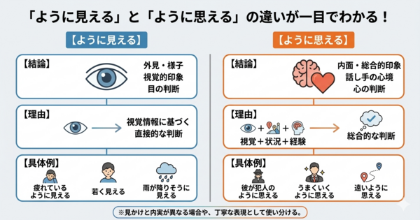 「ように見える」と「ように思える」の違いは？