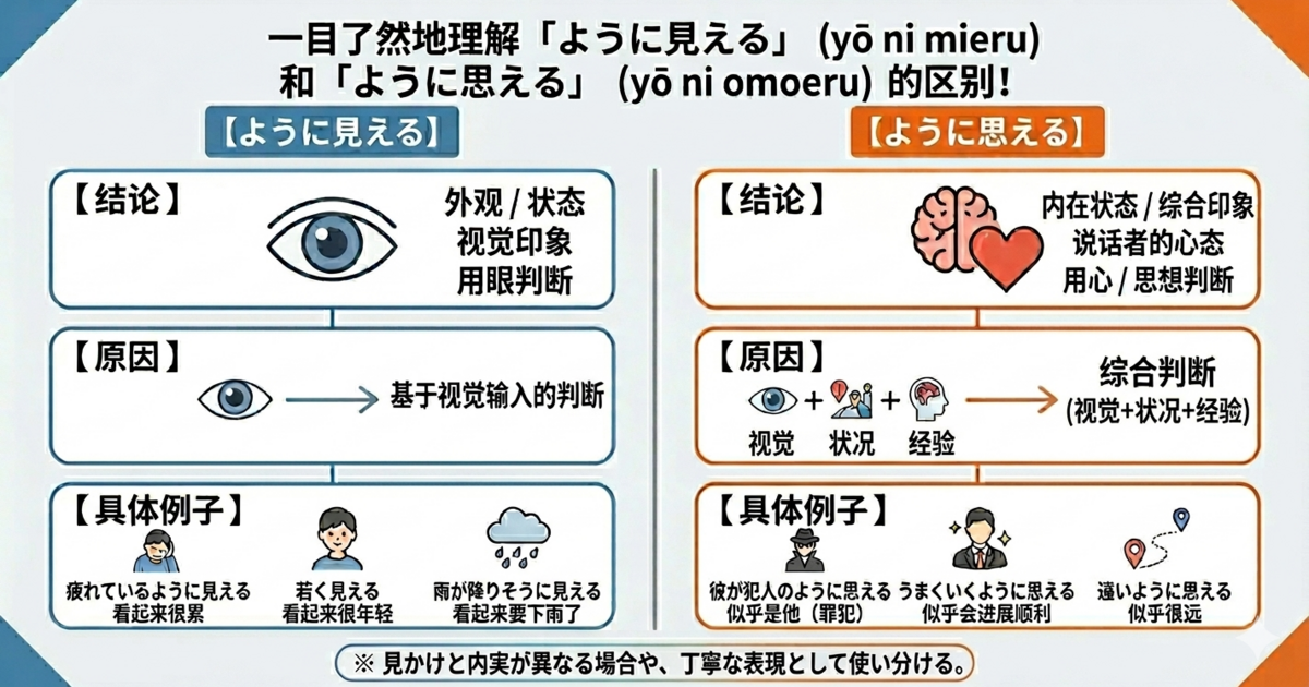 「ように見える」和「ように思える」有什么区别？