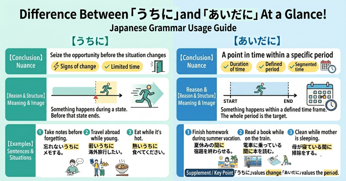 What’s the Difference Between “Uchi ni” and “Aida ni”? A Clear Guide to Timing and Change in Japanese