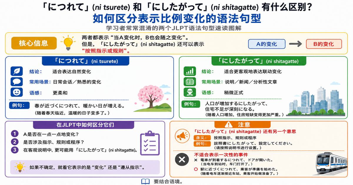 「につれて」和「にしたがって」有什么区别？掌握表示比例变化的日语句型