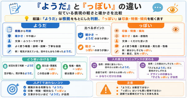 「ようだ」と「っぽい」の違いは？似ている表現の軽さと確かさを比較