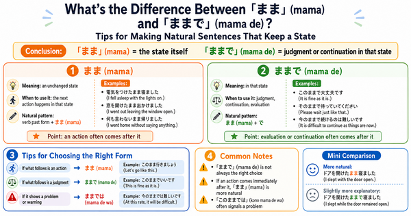 まま vs ままで: Unchanged States