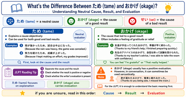 ため, おかげ, and せい: Reason and Evaluation