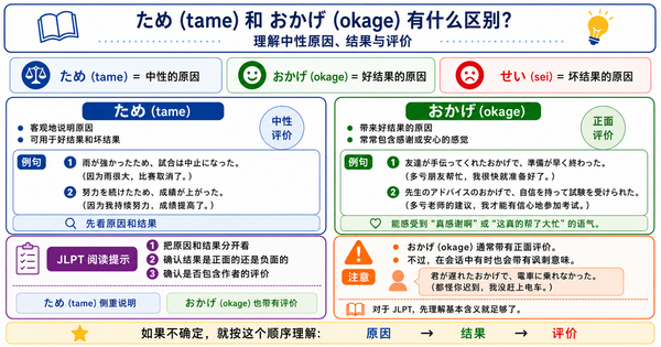 「ため」和「おかげ」有什么区别？掌握中立、原因和评价的差异