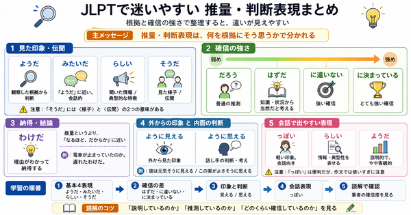 JLPTで迷いやすい推量・判断表現まとめ