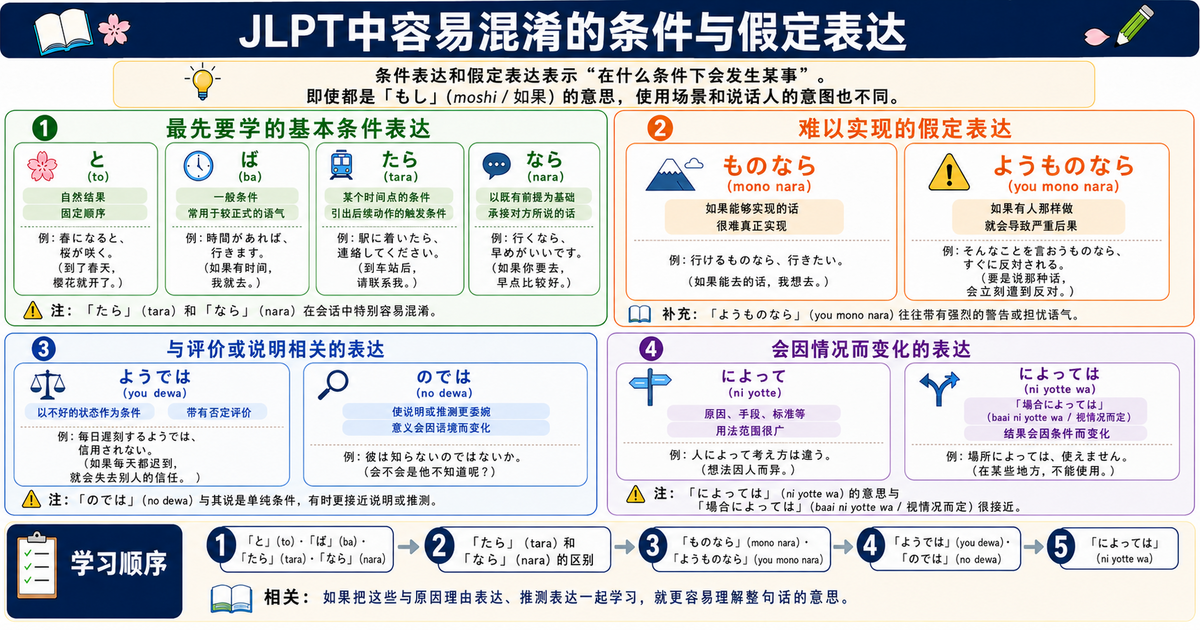 JLPT中容易混淆的条件与假定表达总结