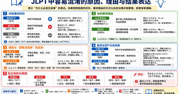 JLPT原因、理由与结果表达总览：按逻辑流程整理