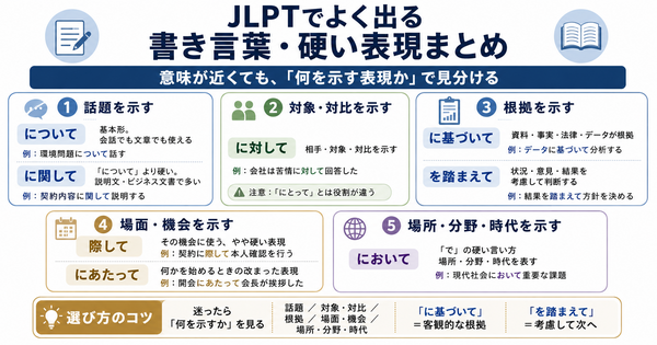 JLPTでよく出る書き言葉・硬い表現まとめ