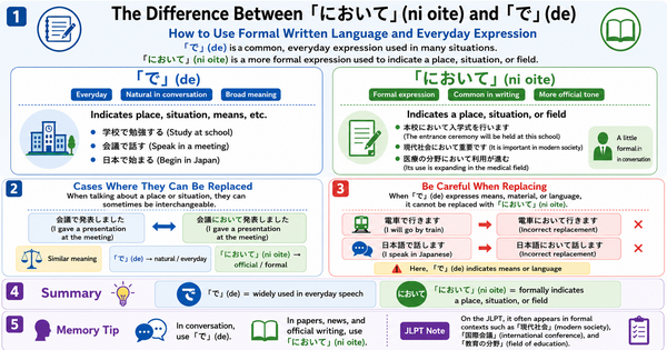What Is the Difference Between 「において」 and 「で」?