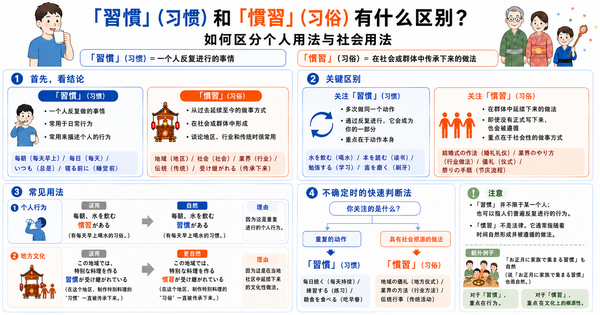 「習慣」和「慣習」有什么区别？个人习惯与社会惯例的日语用法
