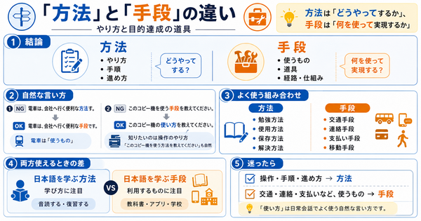 「方法」と「手段」の違いは？やり方と目的達成の道具