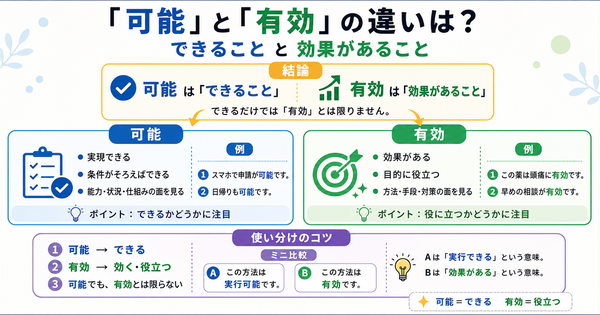 「可能」と「有効」の違いは？できることと効果があること