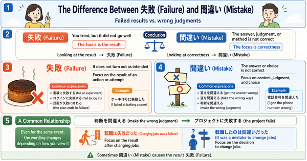 失敗 (Shippai) vs. 間違い (Machigai): Failure in Results vs. Mistakes in Judgment