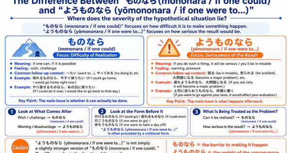  What Is the Difference Between 「ものなら」 and 「ようものなら」? How to Read the Severity of Hypothetical Expressions