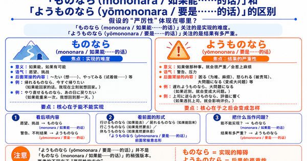 「ものなら」和「ようものなら」有什么区别？如何读懂假定表达中的“严厉感”